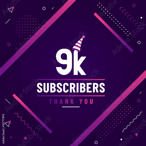 Thank you 9K subscribers, 9000 subscribers celebration modern colorful design.