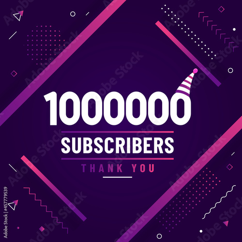 Thank you 1000000 subscribers, 1M subscribers celebration modern colorful design.