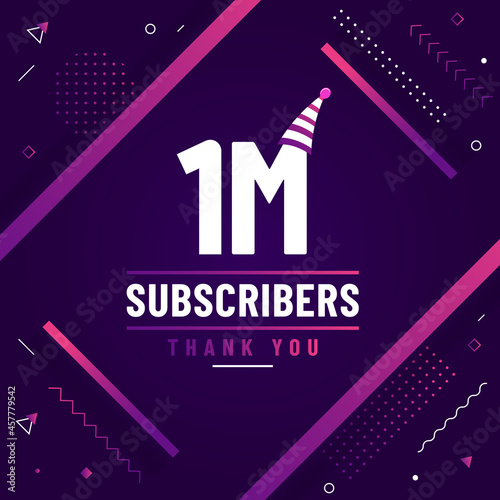 Thank you 1M subscribers, 1000000 subscribers celebration modern colorful design.