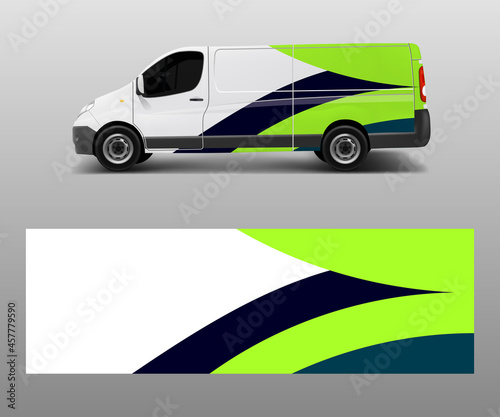 Graphic abstract wave designs for wrap vehicle, race car, branding car. Pick up truck and cargo van car wrap design vector.