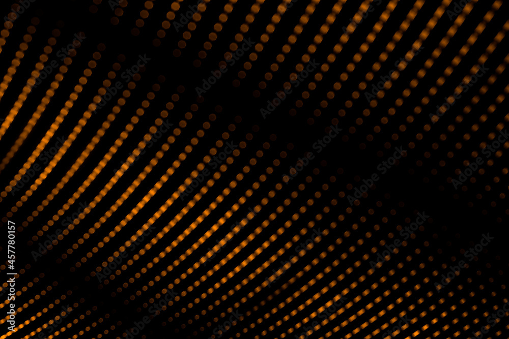 3D illustration or 3D representation of linear shapes made with orange dots. Futuristic abstract pattern.