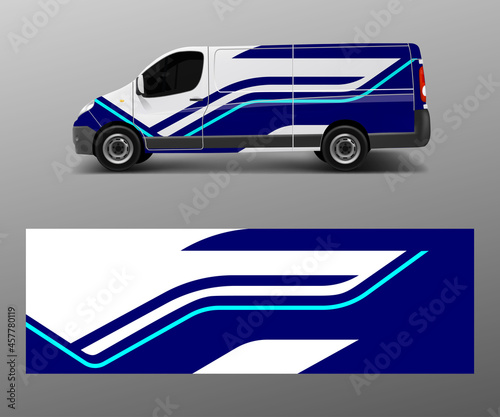 cargo van wrap vector, Graphic abstract stripe designs for wrap branding vehicle photo