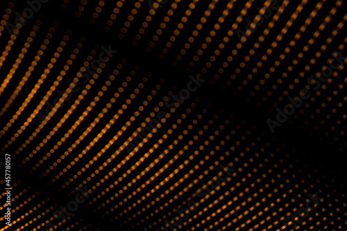 3D illustration or 3D representation of linear shapes made with orange dots. Futuristic abstract pattern.