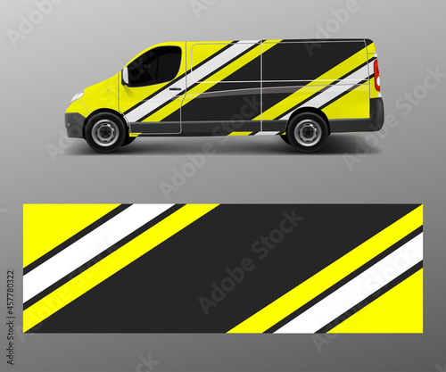 cargo van wrap vector, Graphic abstract stripe designs for wrap branding vehicle