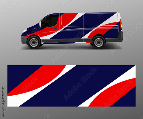 Van Wrap design template vector with wave shapes, decal, wrap, and sticker template vector