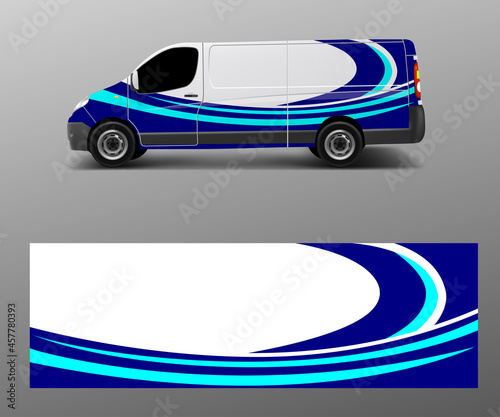 van decal wrap design vector for Company branding . Graphic wrap decal and sticker template vector