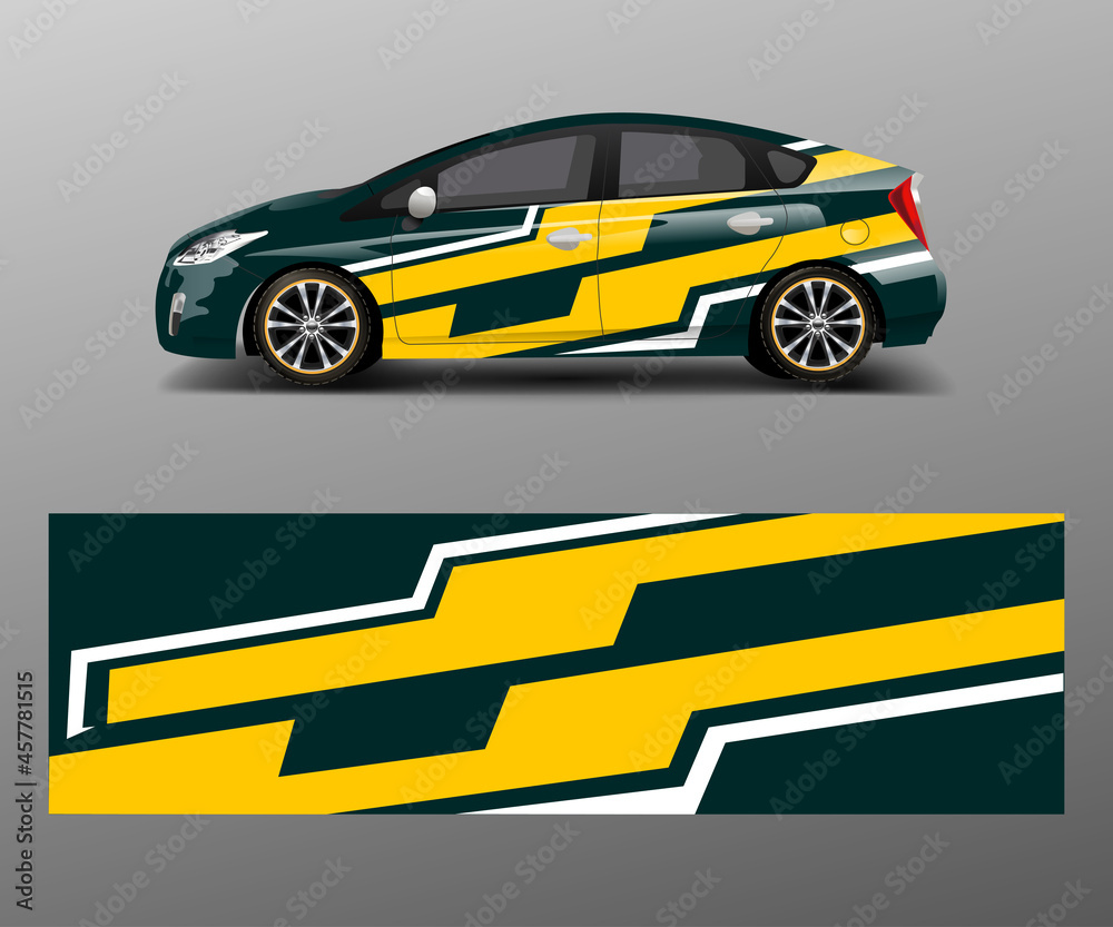 Company branding Car decal wrap design vector. Graphic abstract shapes designs company car