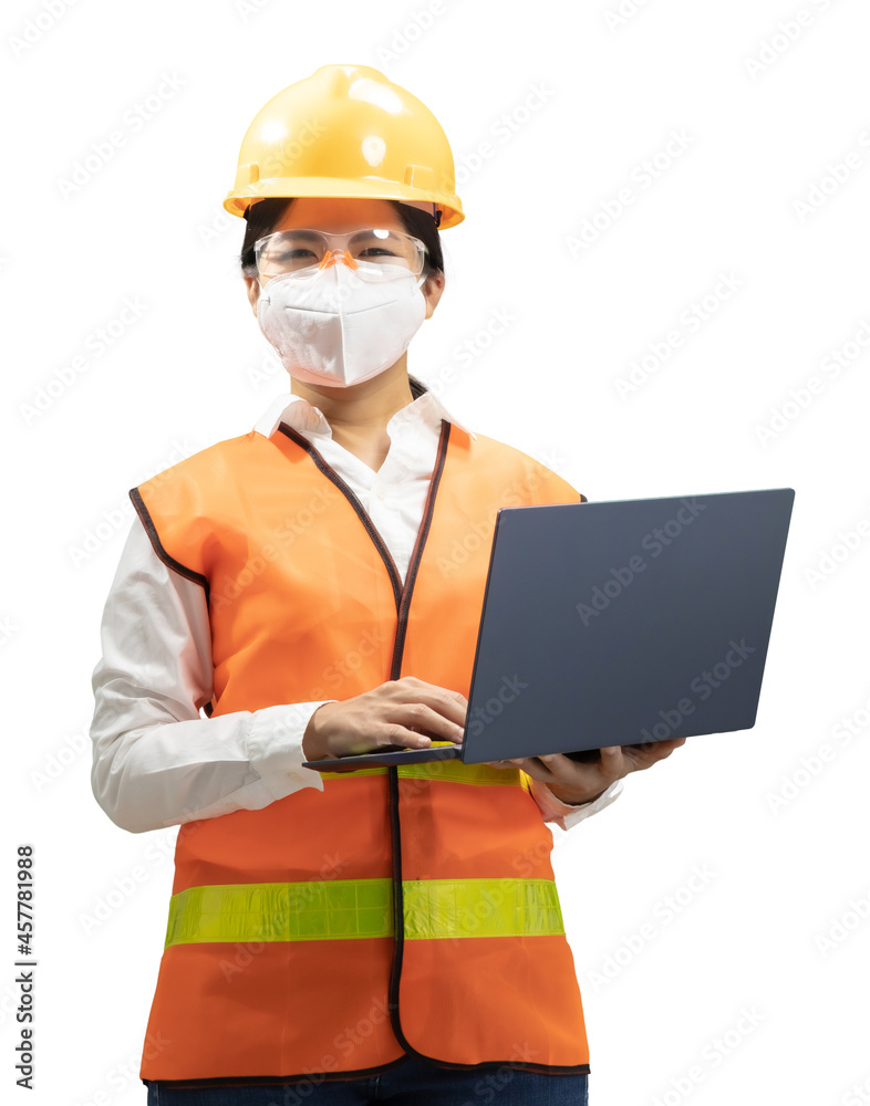 Female asian engineer or technician hold notebook Female asian engineer or technician hold notebook