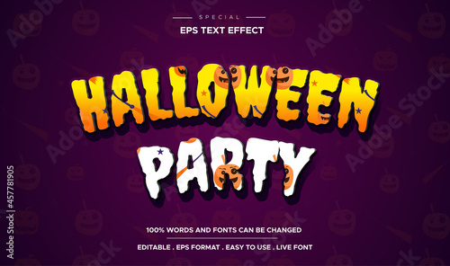 halloween party text  cartoon editable text effect style