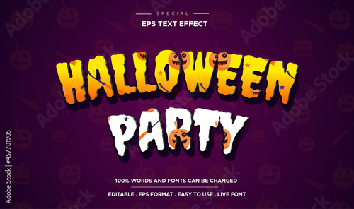 halloween party text, cartoon editable text effect style