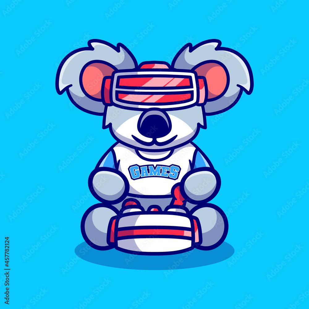 cute koala gamer playing game with virtual reality headset cute koala gamer playing game with virtual reality headset