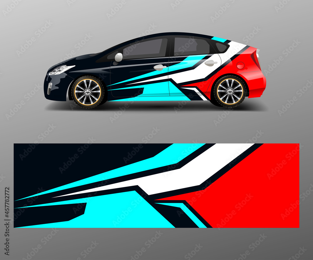 Racing car wrap with abstract stripe shapes for Company. Sport car racing wrap vector design template design vector