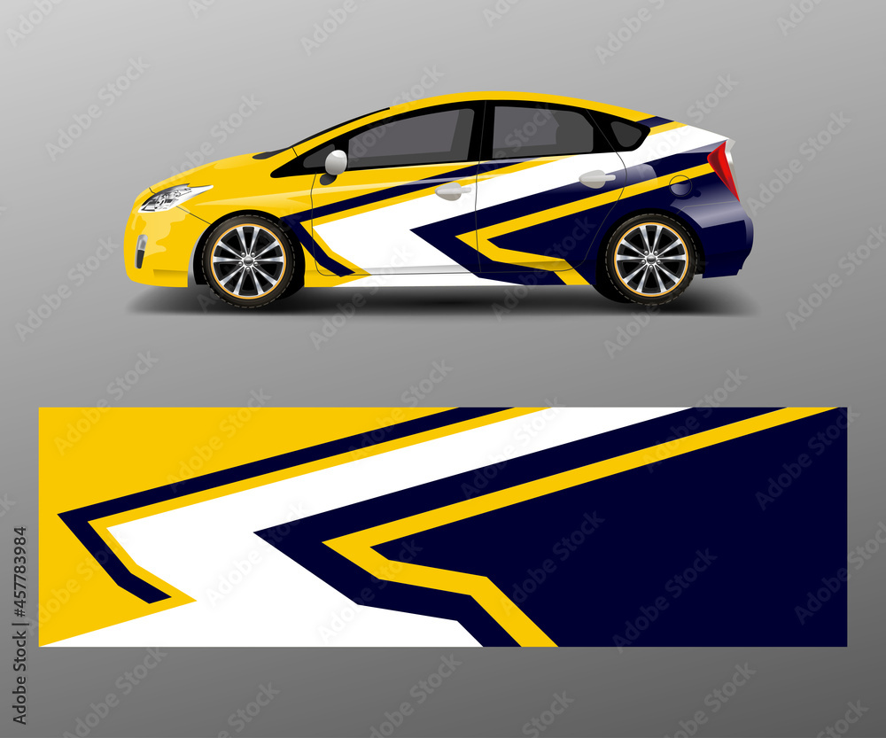 Car decal graphic vector wrap vinyl sticker. Graphic abstract wave shape designs for branding, race and drift car template design vector