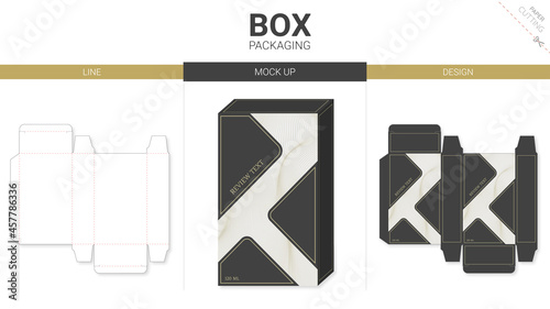 Box packaging and mockup die cut template