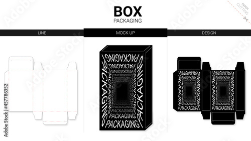Box packaging and mockup die cut template