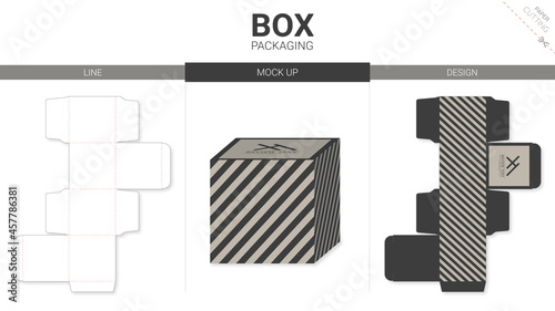 Box packaging and mockup die cut template