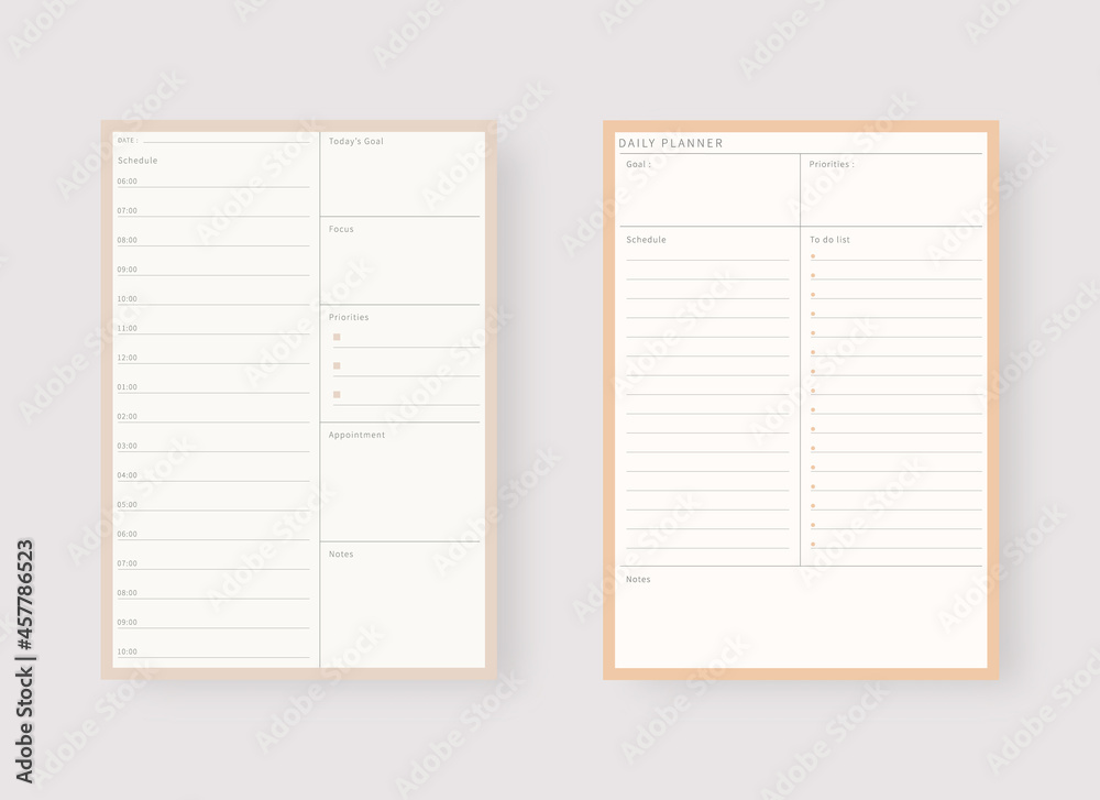 Daily planner template. Set of planner and to do list. Modern planner template set. Vector illustration. Daily planner template. Set of planner and to do list. Modern planner template set. Vector illustration.