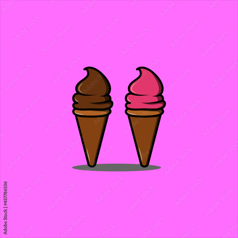 chocolate and strawberry ice cream food and beverage cartoon vector illustration chocolate and strawberry ice cream food and beverage cartoon vector illustration