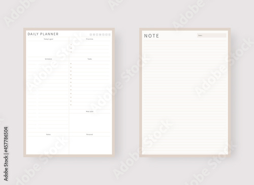 Daily planner template. Set of planner and to do list. Modern planner template set. Vector illustration.