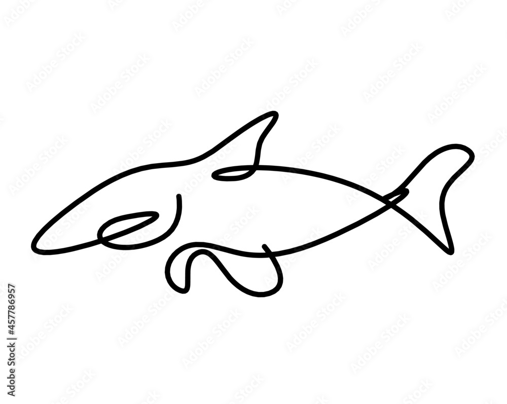 Black silhouette of fish as line drawing on white background. Vector Black silhouette of fish as line drawing on white background. Vector