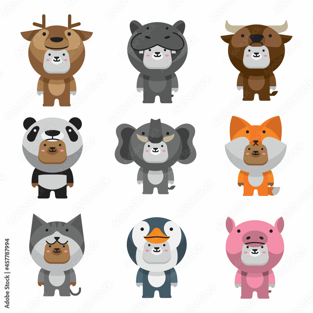 Set cute bear costume Vector