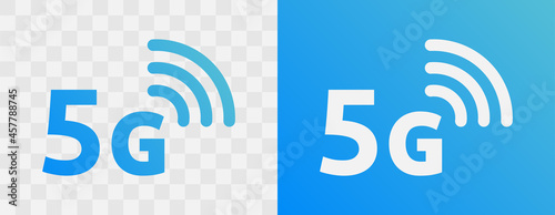 5G network icon. 5G generation wireless internet symbol on transparent background