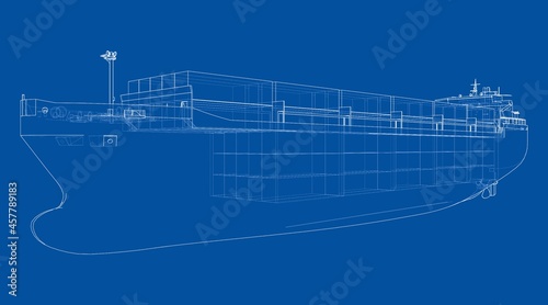 Cargo ship with containers. Vector