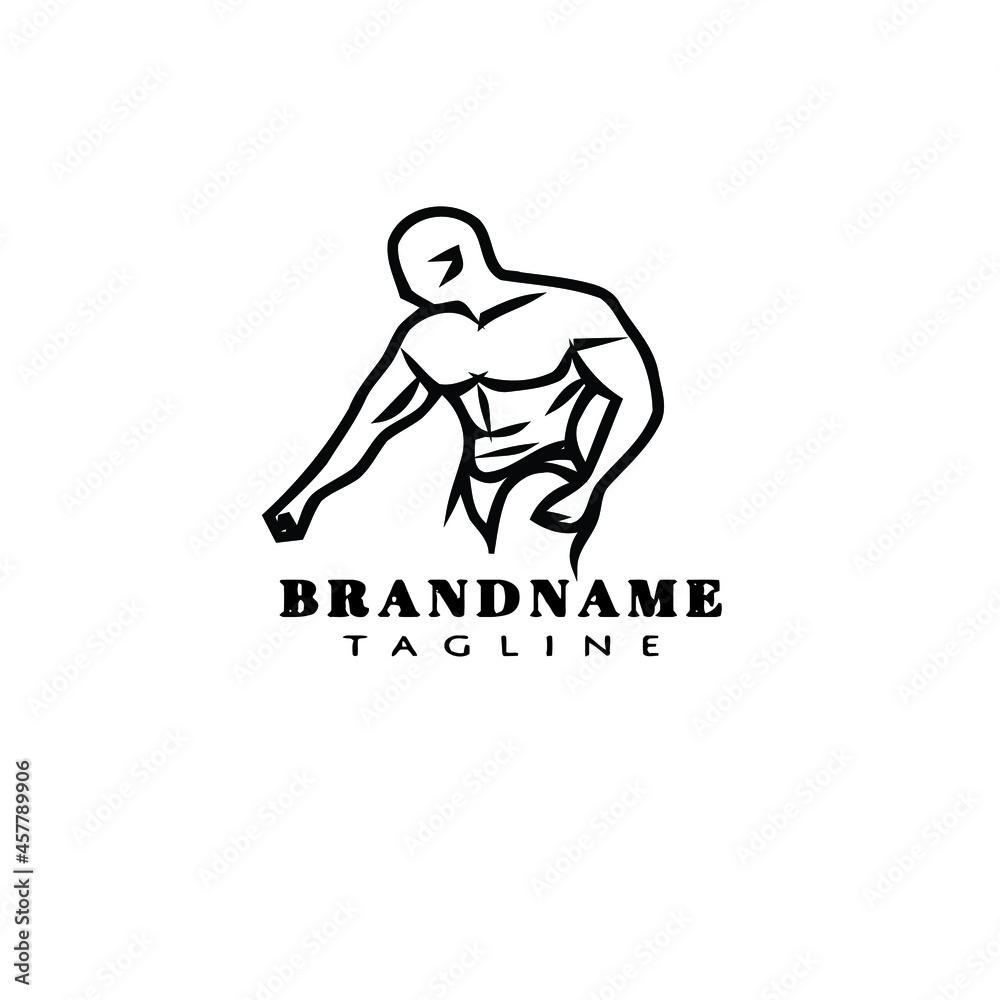 flat bodybuilding pose logo cartoon icon design template black isolated vector illustration flat bodybuilding pose logo cartoon icon design template black isolated vector illustration