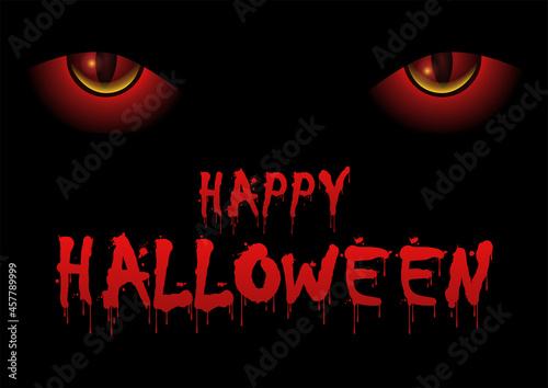 Red evil eyes staring and lurking from the dark for Halloween theme