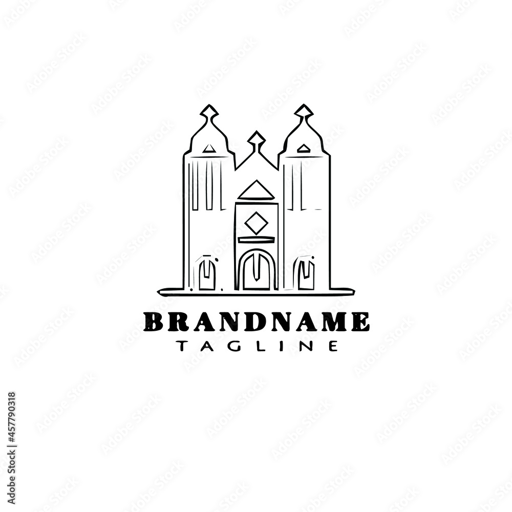 church cute cartoon logo template icon modern vector illustration