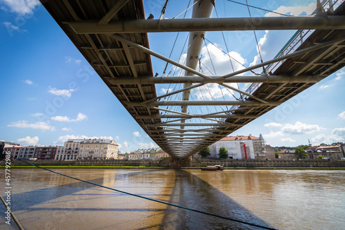 krakow- poland, 03-09-2021. A bridge over the Vistula River flowing in the middle of the city, near the Kazimierz neighborhood photo