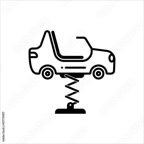 Car Spring Swing Toy Icon  Spring Rider Icon  Rocking Toy Icon