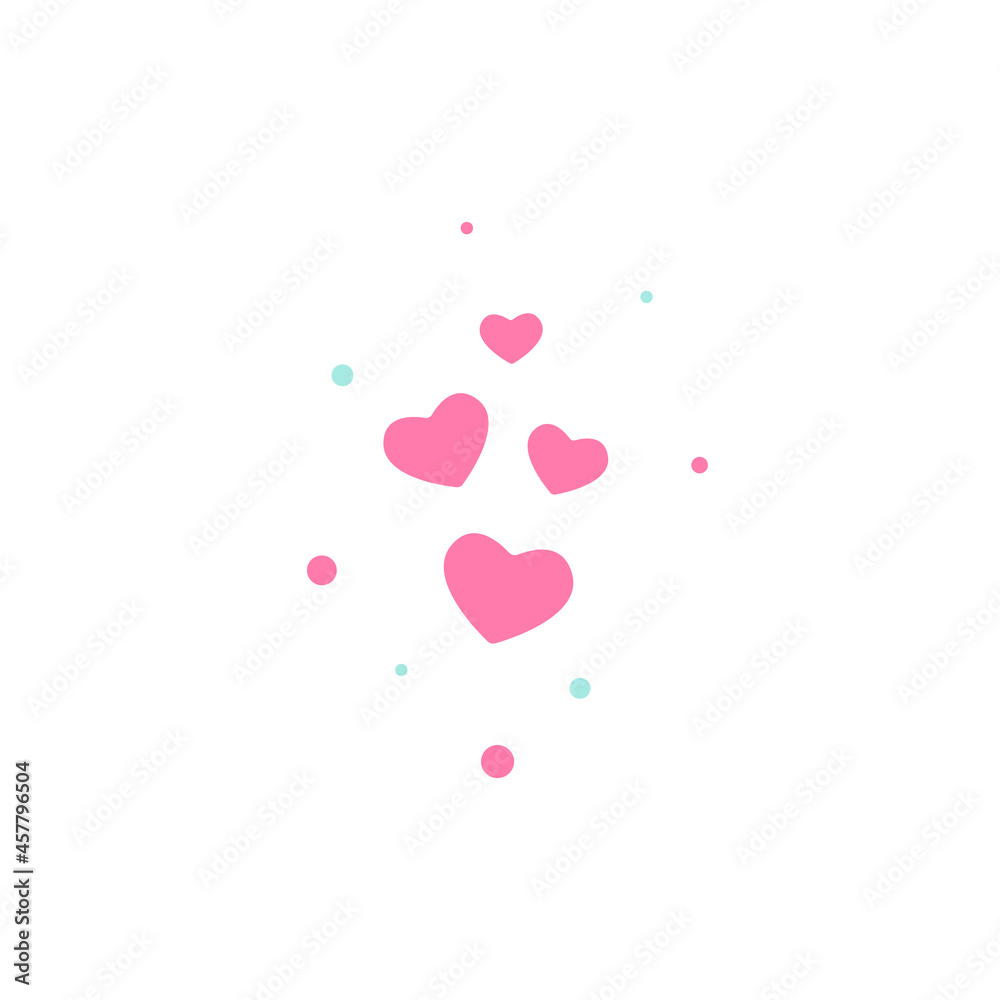 Pink hearts flow isolated on white background. Love, romantic icon.