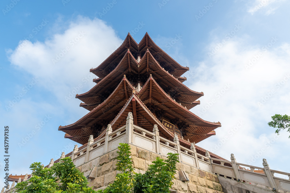 The attic of Chinese traditional ancient architecture is the whole and part of Mazu Pavilion in Putian, China The attic of Chinese traditional ancient architecture is the whole and part of Mazu Pavilion in Putian, China