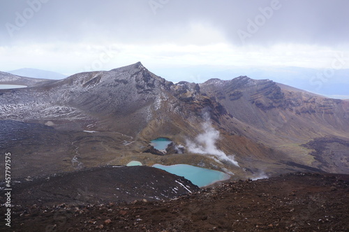 View at Emerald lakes in Tongariro National park in New Zealand