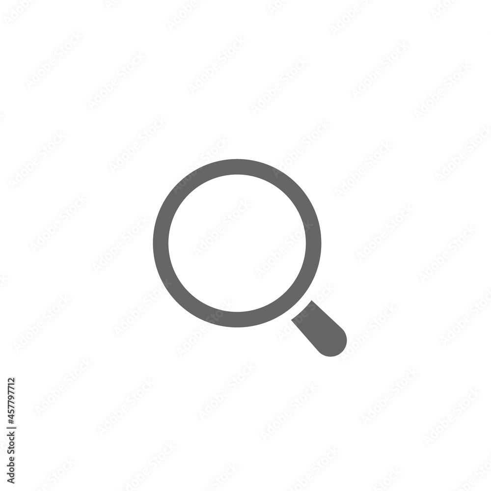Black magnifier isolated on white. Magnifying glass with catalog icon. Black magnifier isolated on white. Magnifying glass with catalog icon.