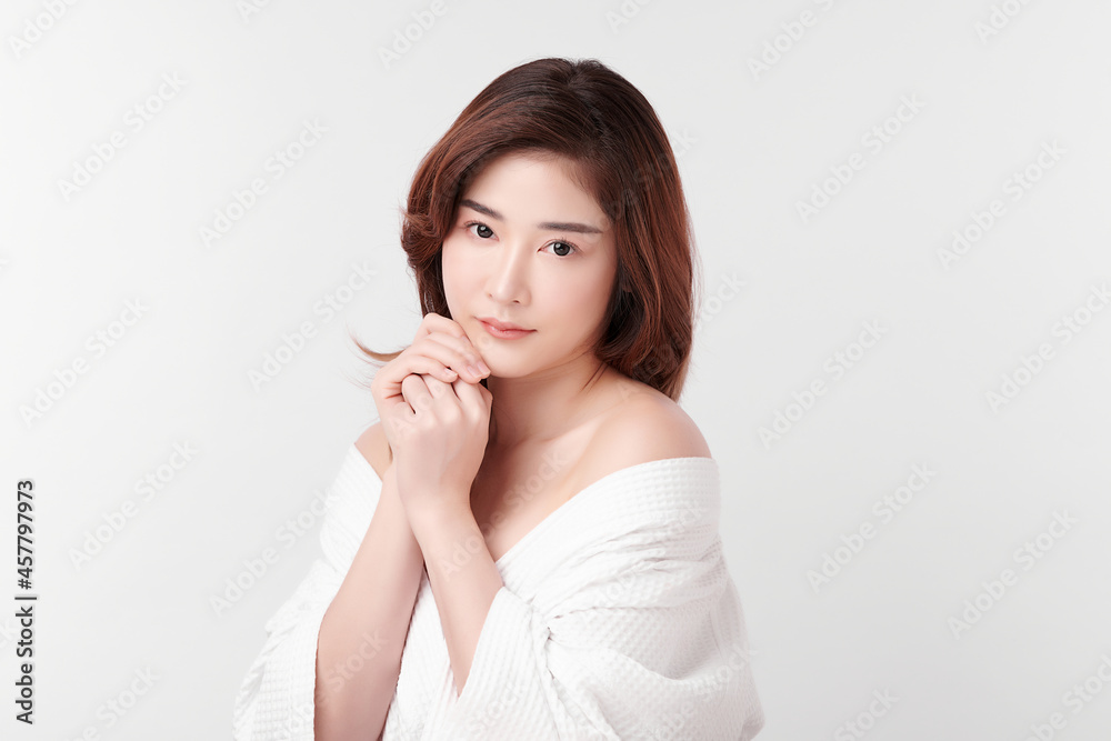 Beautiful young asian woman with clean fresh skin on white background, Face care, Facial treatment, Cosmetology, beauty and spa, Asian women portrait. Beautiful young asian woman with clean fresh skin on white background, Face care, Facial treatment, Cosmetology, beauty and spa, Asian women portrait.