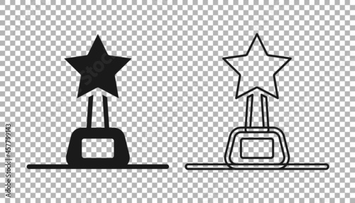 Black Movie trophy icon isolated on transparent background. Academy award icon. Films and cinema symbol. Vector
