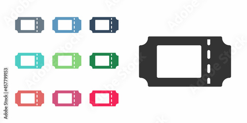 Black Cinema ticket icon isolated on white background. Set icons colorful. Vector