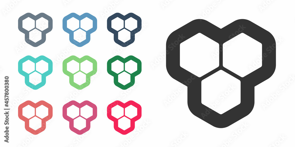 Black Honeycomb icon isolated on white background. Honey cells symbol. Sweet natural food. Set icons colorful. Vector Black Honeycomb icon isolated on white background. Honey cells symbol. Sweet natural food. Set icons colorful. Vector
