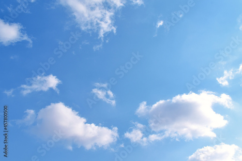 White clouds with blue sky in a sunny day. Pastel colour of sky in the morning. Concept of new life beginning  freedom of life and peaceful.