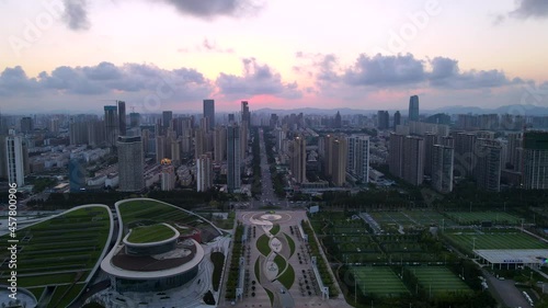 Aerial photography of Rizhao city scenery in China