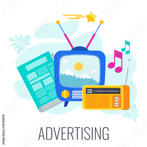 TV, radio and newspaper advertising. Outbound marketing.