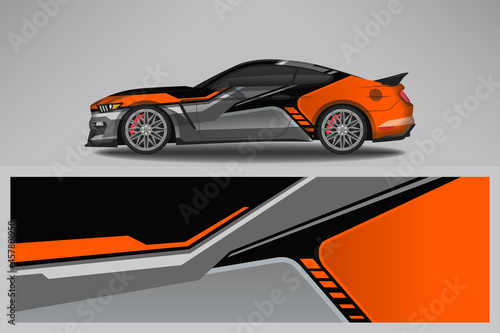 Wrap car vector design decal. Graphic abstract line racing background design for vehicle  race car  rally  adventure livery camouflage.