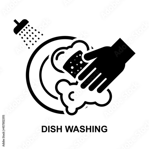 Dish washing icon isolated on white background vector illustration.