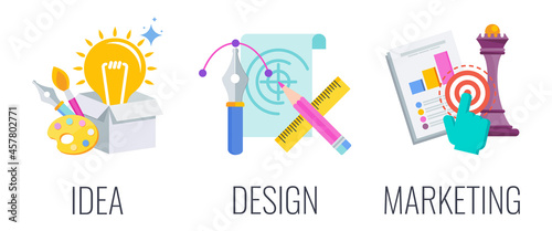 Idea, design and marketing icons. Design infographics pictogram.