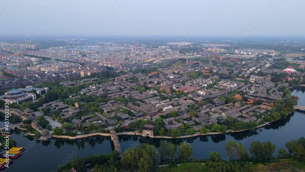 Aerial photography of the ancient city of Taierzhuang, Zaozhuang, China Aerial photography of the ancient city of Taierzhuang, Zaozhuang, China