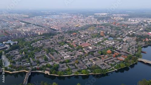 Aerial photography of the ancient city of Taierzhuang, Zaozhuang, China photo