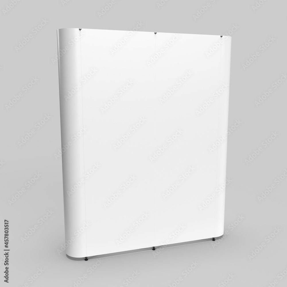 Graphic Wall Exhibition Straight 4 Panel Display, Side Perspective 3d rendered illustration isolated on a grey background for mockup and illustrations Graphic Wall Exhibition Straight 4 Panel Display, Side Perspective 3d rendered illustration isolated on a grey background for mockup and illustrations