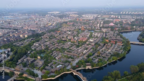 Aerial photography of the ancient city of Taierzhuang, Zaozhuang, China photo